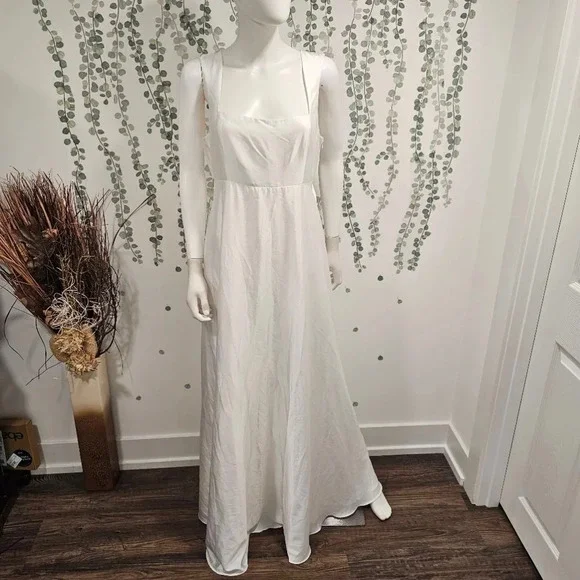 Show Me Your Mumu Women's Madi Gown Ivory Luxe Satin Size L - Picture 3 of 11